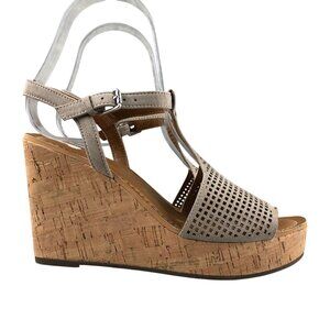 Franco Sarto Women's Size 6M Clinton2 Brown Faux Suede Perforated Wedges Sandals